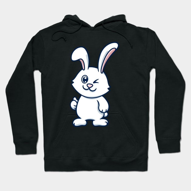 Cute Rabbit Giving Thumb Up Hoodie by garistipis